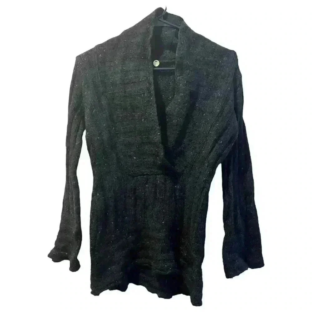 Margaret O'Leary Navy Cardigan Sweater Size Medium Center Button - Picture 2 of 8